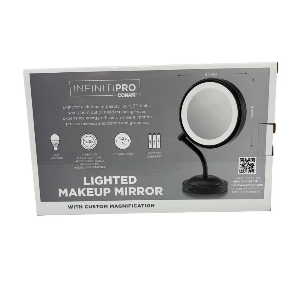 NIB InfinitiPro By Conair Lighted Makeup Mirror Magnification Lifetime LED